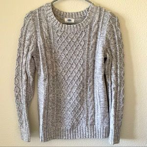 Old Navy, cable-knit pullover sweater, gray, size S